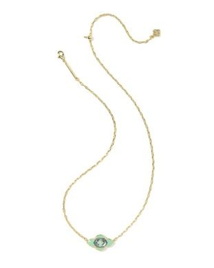 The Abbie Medallion Pendant in Gold Sea Green