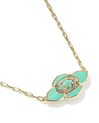 The Abbie Medallion Pendant in Gold Sea Green
