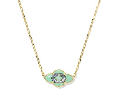 The Abbie Medallion Pendant in Gold Sea Green