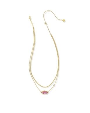 The Ophelia Multi Strand in Gold Light Mauve Illusion