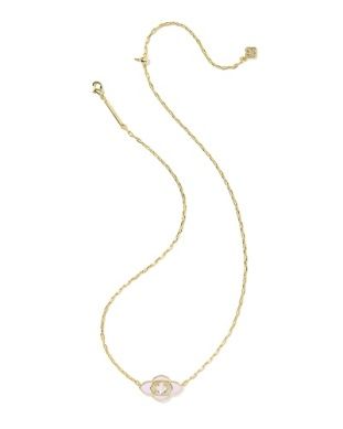 The Abbie Medallion Pendant in Gold Pink Mix