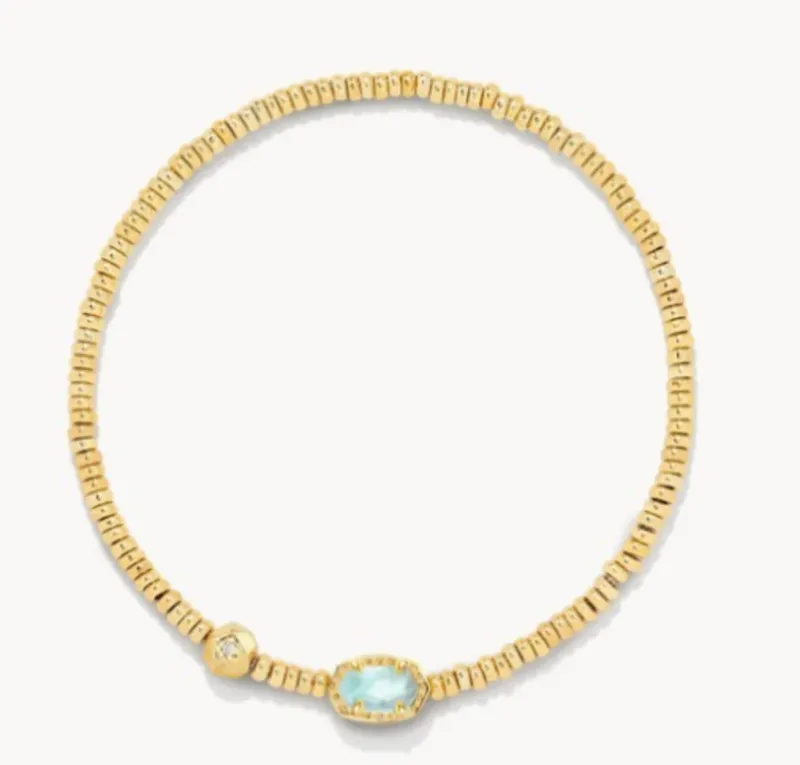 The Emilie Stretch Bracelet in Gold Light Blue Illusion