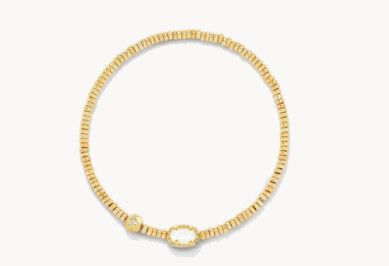 Emilie Stretch Bracelet in Gold Ivory Mother of Pearl