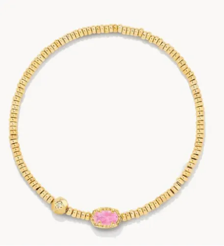 The Emilie Stretch Bracelet in Gold Pink Iridescent Glitter Glass