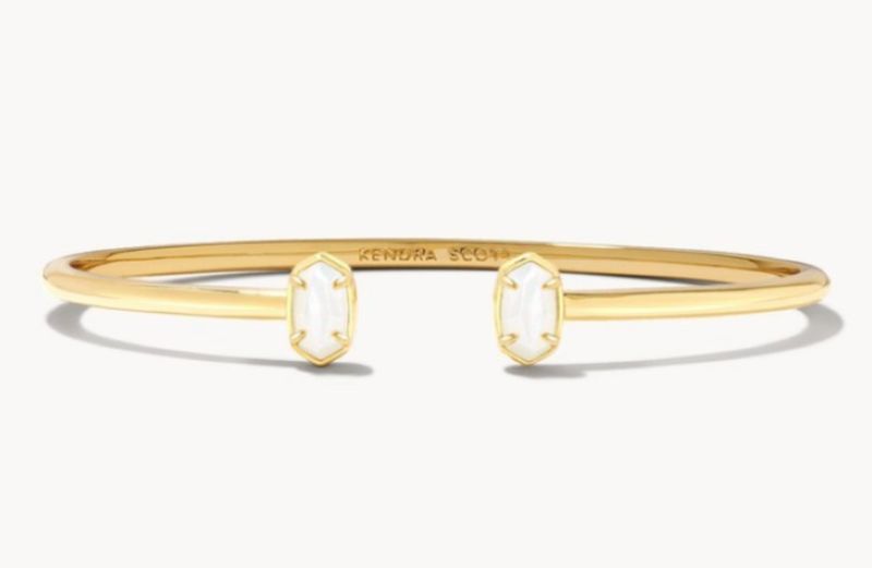 The Emilie Cuff Bracelet in Gold Ivory Mother of Pearl