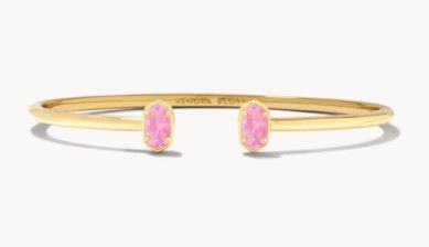 The Emilie Cuff Bracelet in Gold Pinnk Iri Glitter Glass