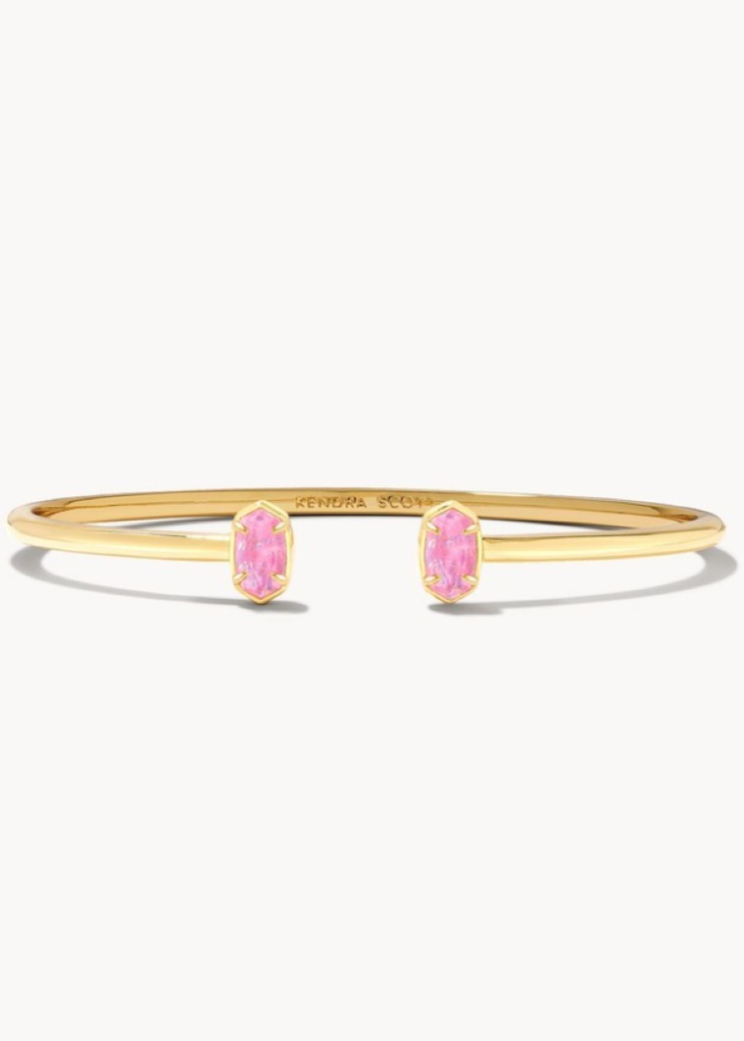 The Emilie Cuff Bracelet in Gold Pinnk Iridescent Glitter Glass