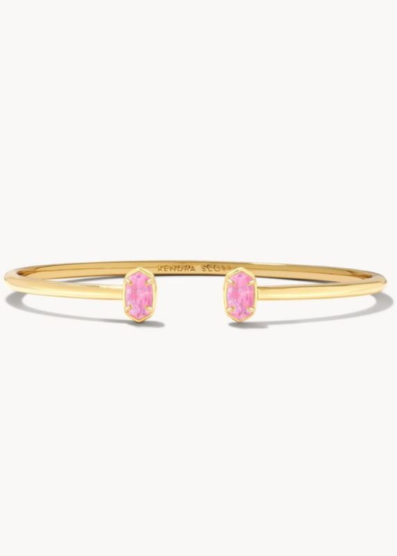 The Emilie Cuff Bracelet in Gold Pinnk Iridescent Glitter Glass