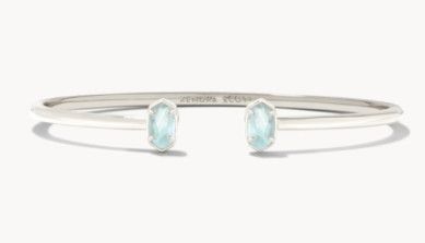 The Emilie Cuff Bracelet in Silver Light Blue Illusion