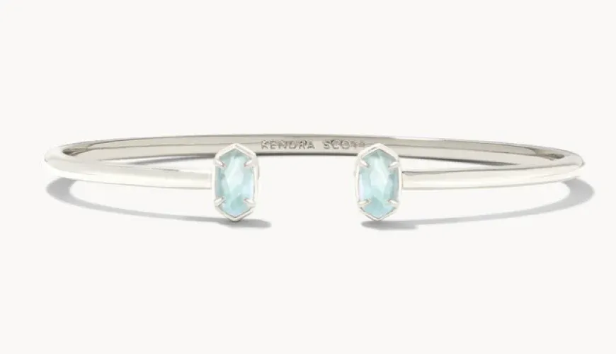 The Emilie Cuff Bracelet in Silver Light Blue Illusion