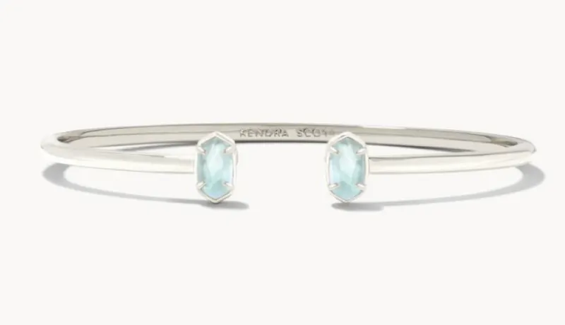 The Emilie Cuff Bracelet in Silver Light Blue Illusion