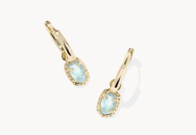 The Emliie Huggie Earrings in Gold Light Blue Illusion