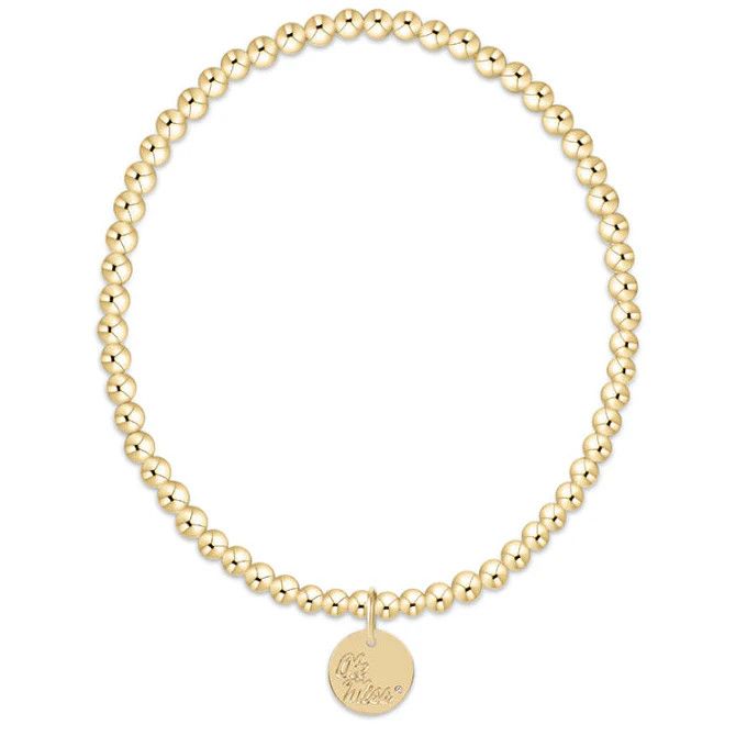 eCOLLEGIATE Classic Gold 3mm Bracelet Ole Miss Disc