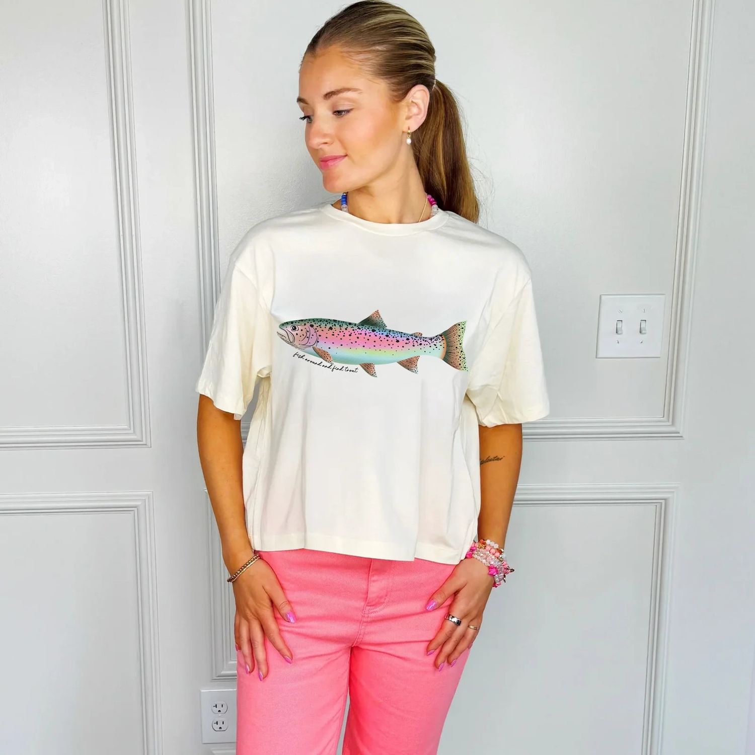 The Rainbow Trout Crop Tee, Size: S