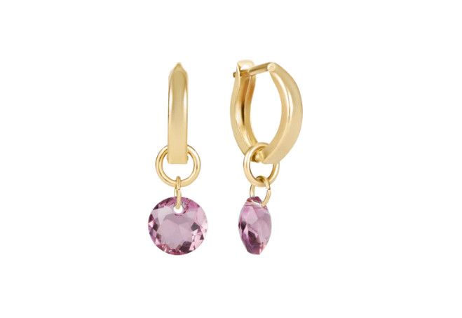 Enewton Huggie Gold 0.5" Hoop Reflection Small Charm (February)