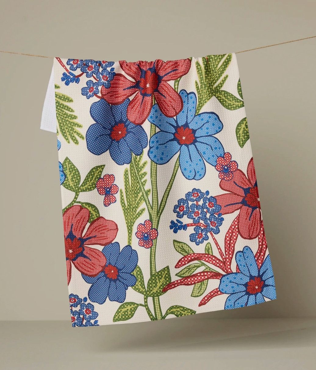 Plaid Floral Tea Towel