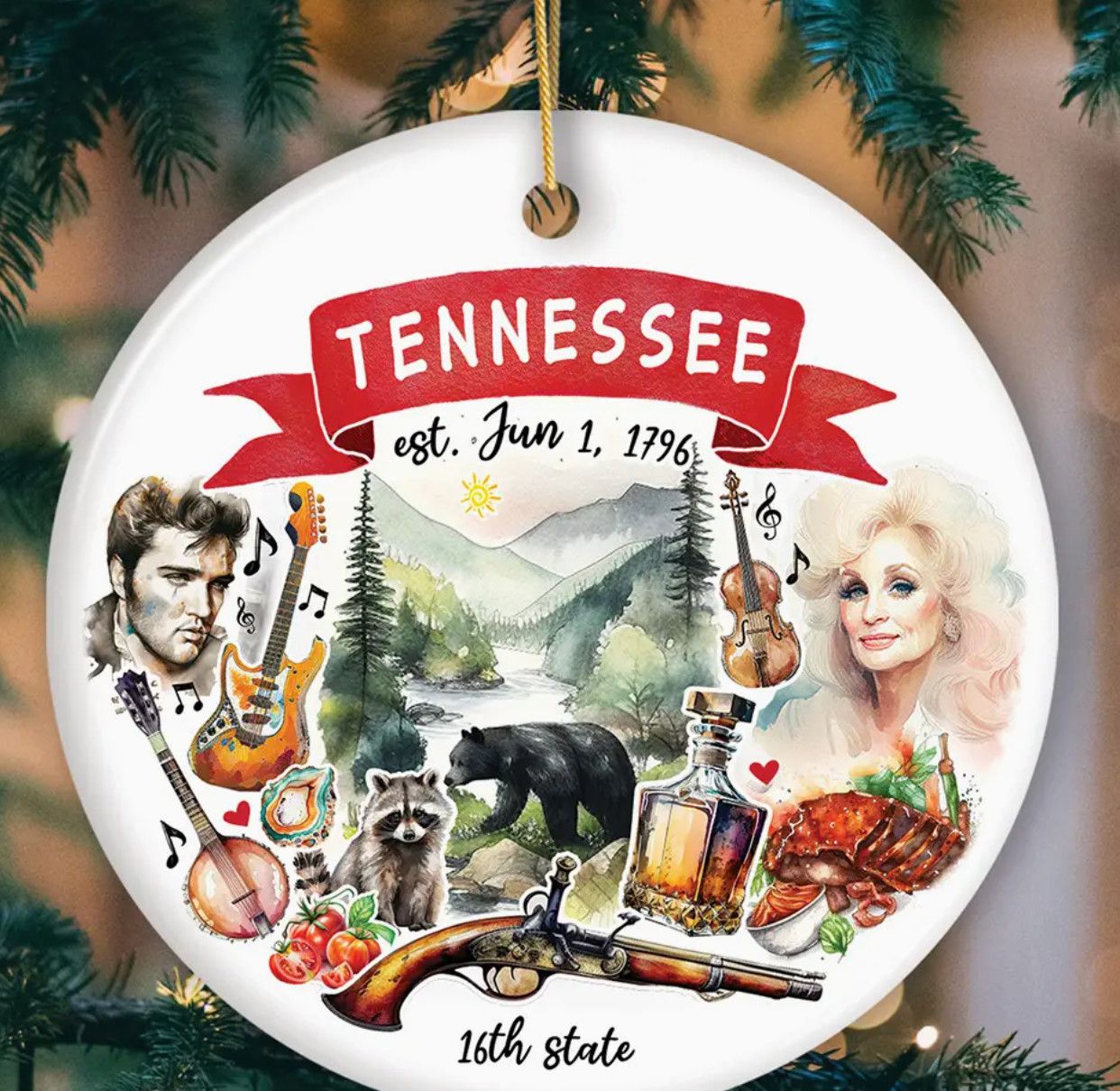 Artistic Tennessee State Theme Ornament