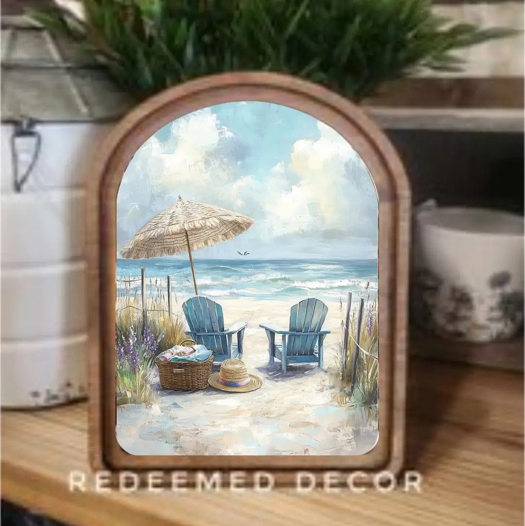 Arch Top Framed Art | Beach Chairs