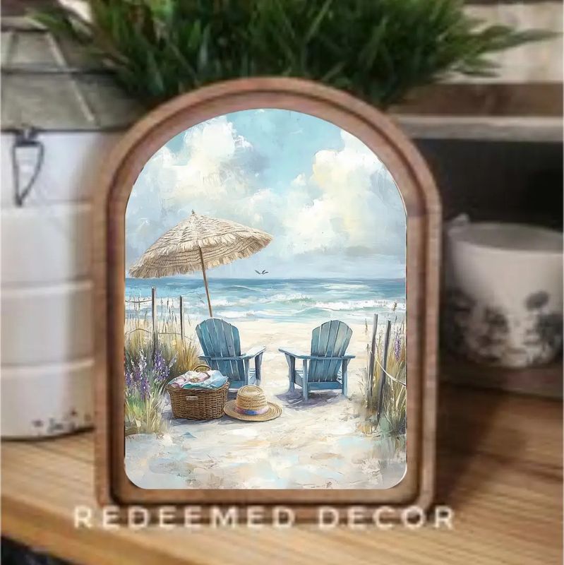 Arch Top Framed Art | Beach Chairs