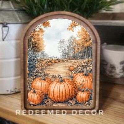 Arch Top Framed Art| Pumpkin Path