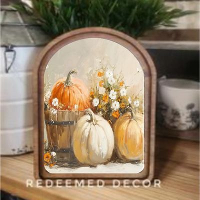 Arch Top Framed Art| Pumpkin Bucket