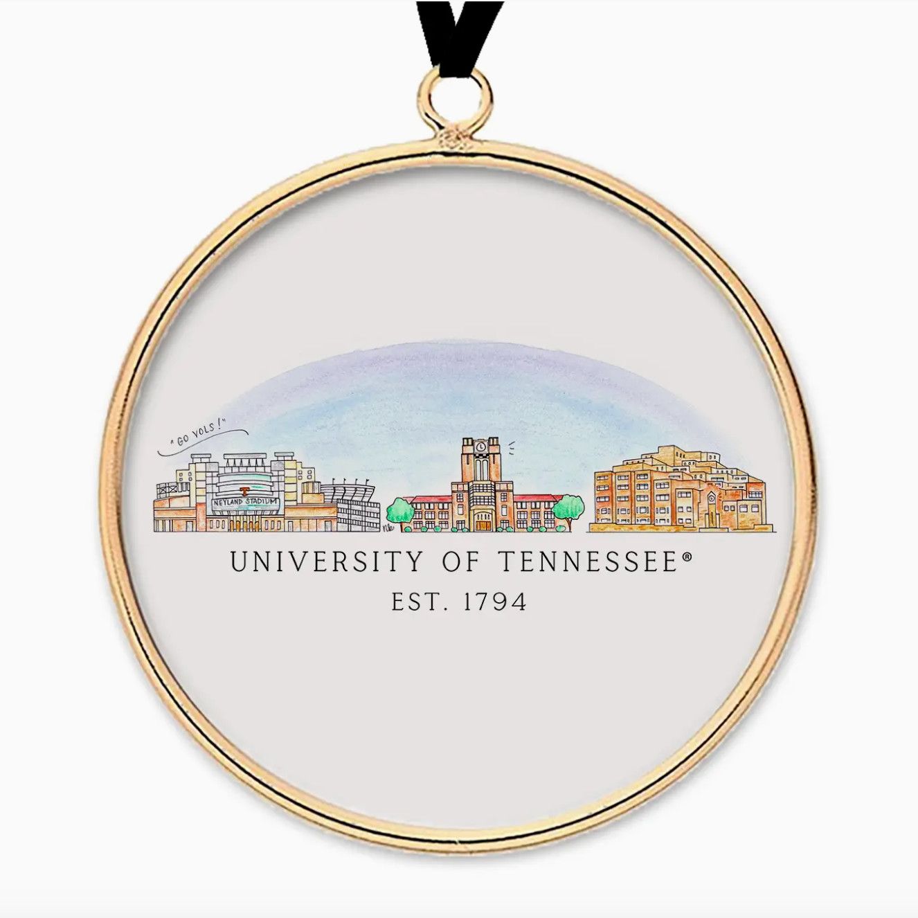 University of Tennessee® Skyline Brass &amp; Glass Ornament
