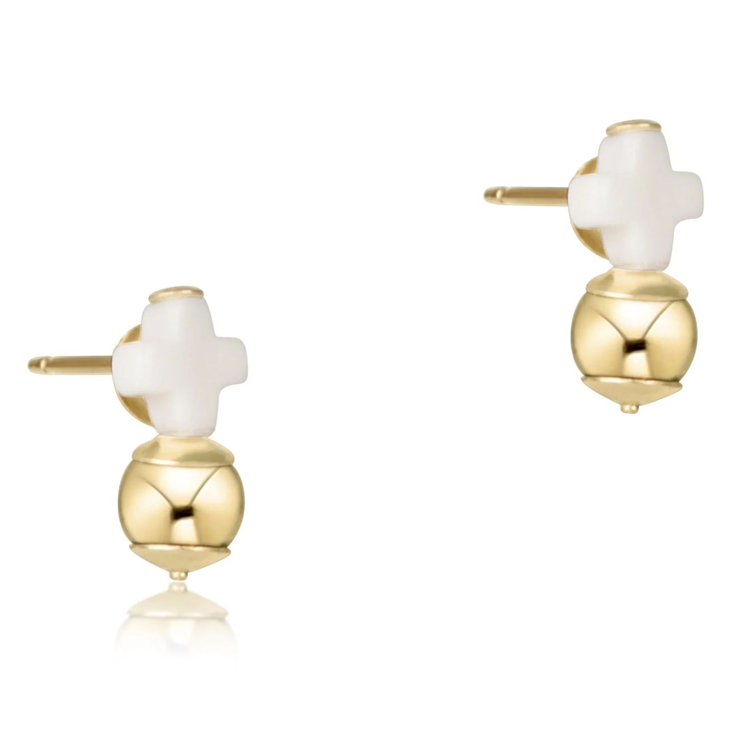 Enewton Signature Cross Off-White Stud Classic Gold