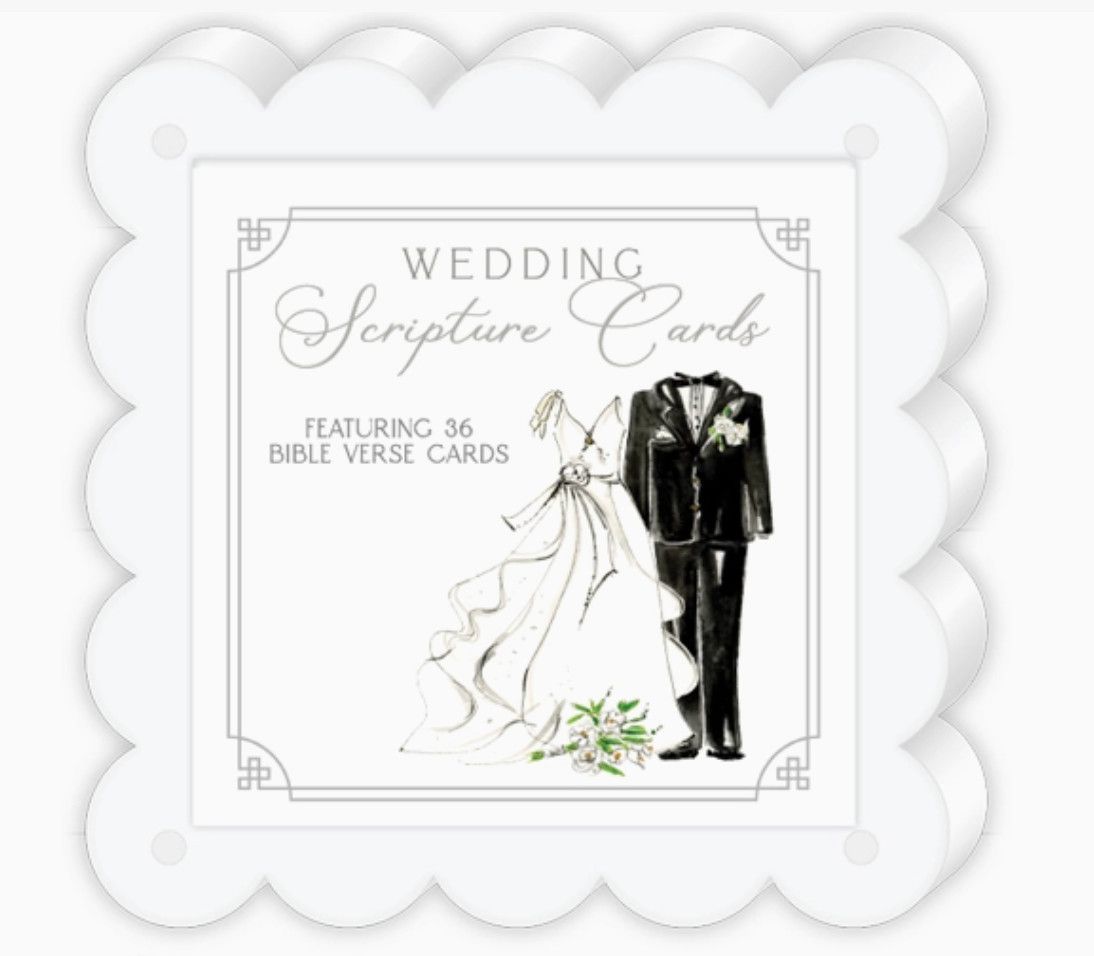 4x4 Acrylic Frame Scripture Card | Wedding Boxwood Trellis
