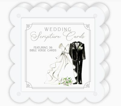 4x4 Acrylic Frame Scripture Card | Wedding Boxwood Trellis