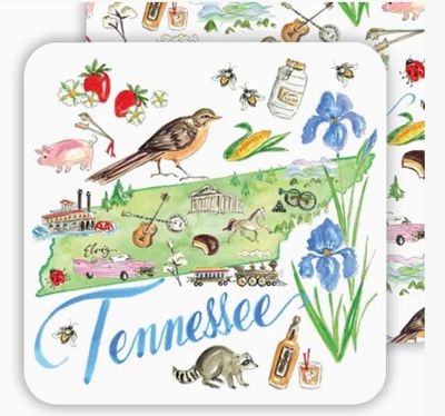 Reversible Paper Coaster Set | Tennessee Handpainted Icons