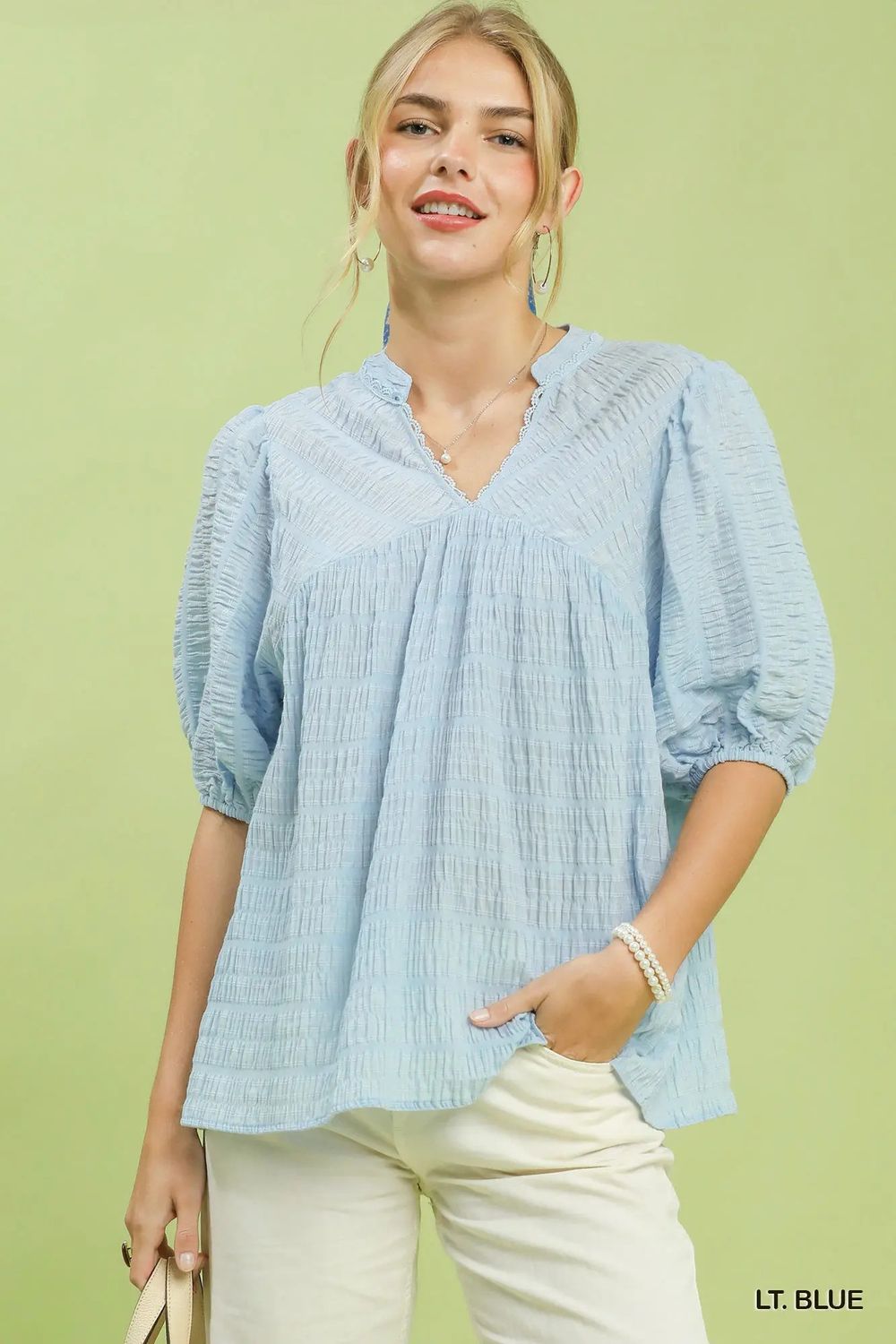 The Ellen Top, Color: Light Blue, Size: S