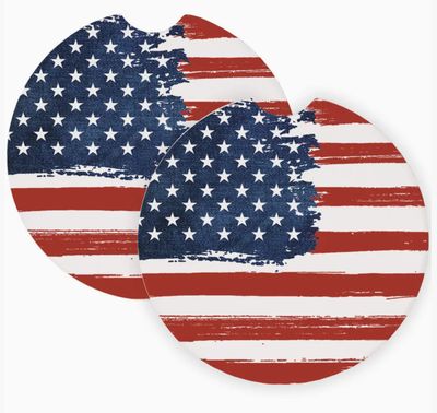 American Flag Car Coaster Set of 2