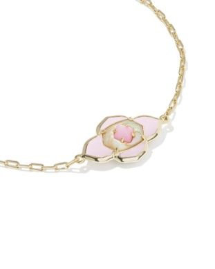 The Abbie Medallion Chain Bracelet in Gold Pink Mix