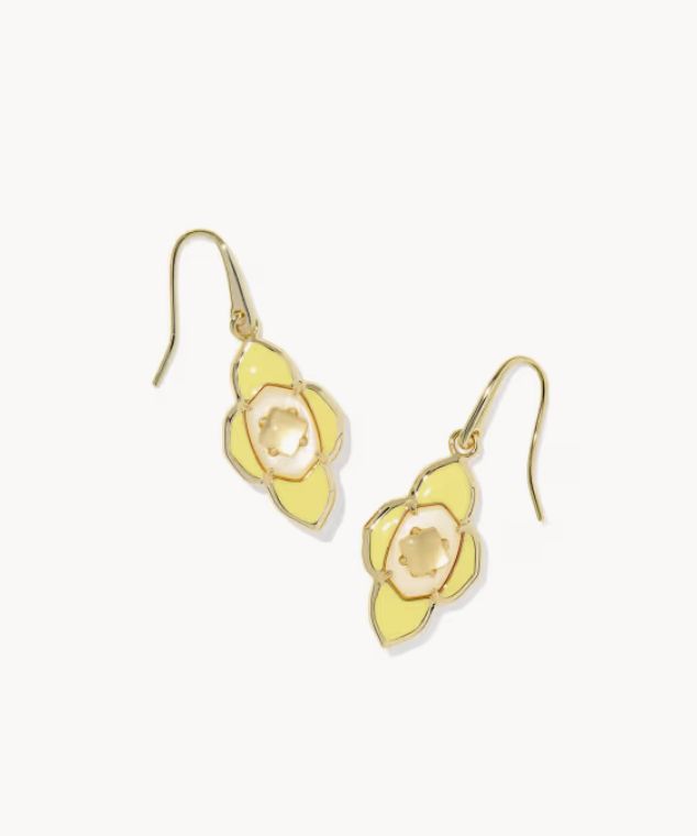 The Abbie Medallion Small Drop Earrings in Gold Yellow Mix