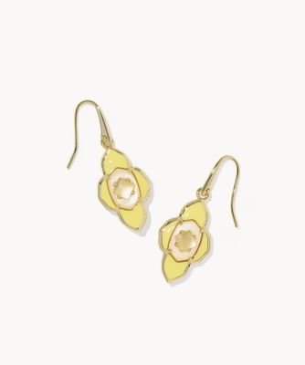 The Abbie Medallion Small Drop Earrings in Gold Yellow Mix