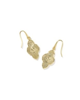The Abbie Medallion Small Drop Earrings in Gold Pink Mix