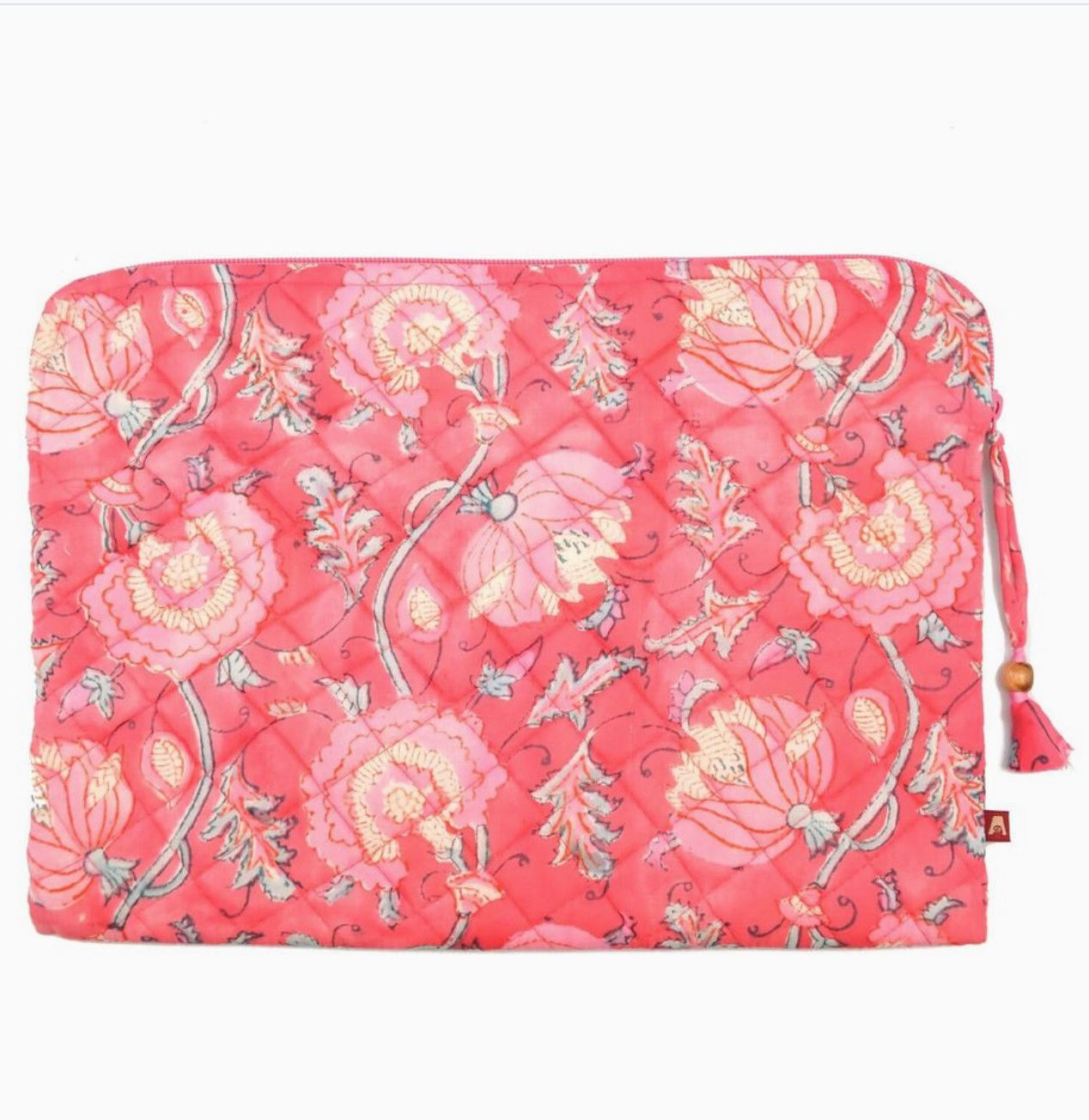 Quilted Laptop Bag, Color: Peony Bloom