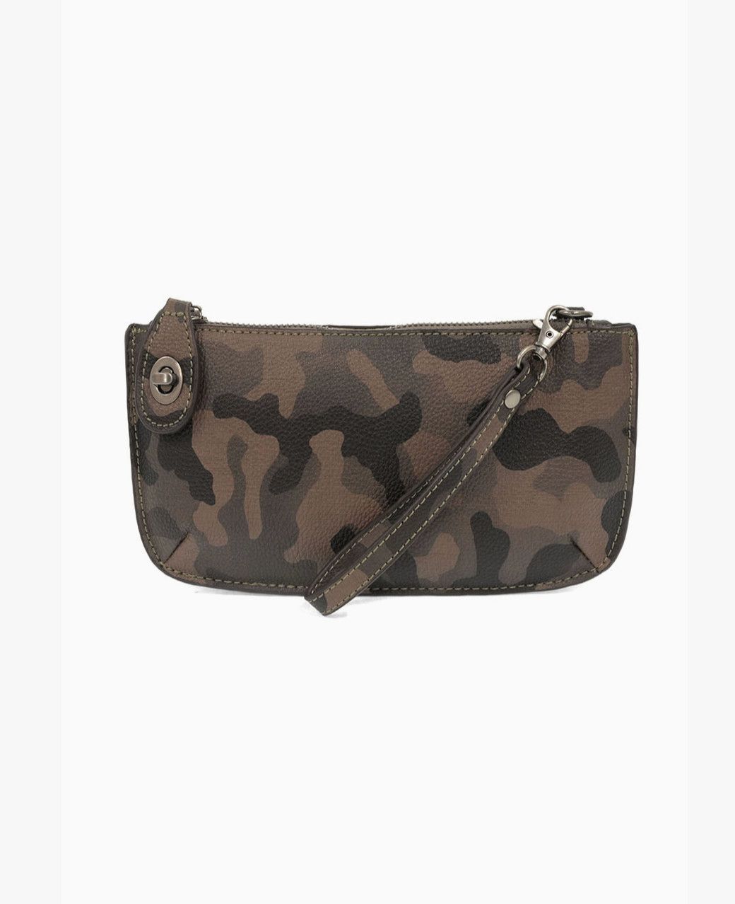 Camo Mini Crossbody Wristlet Clutch, Color: Brown