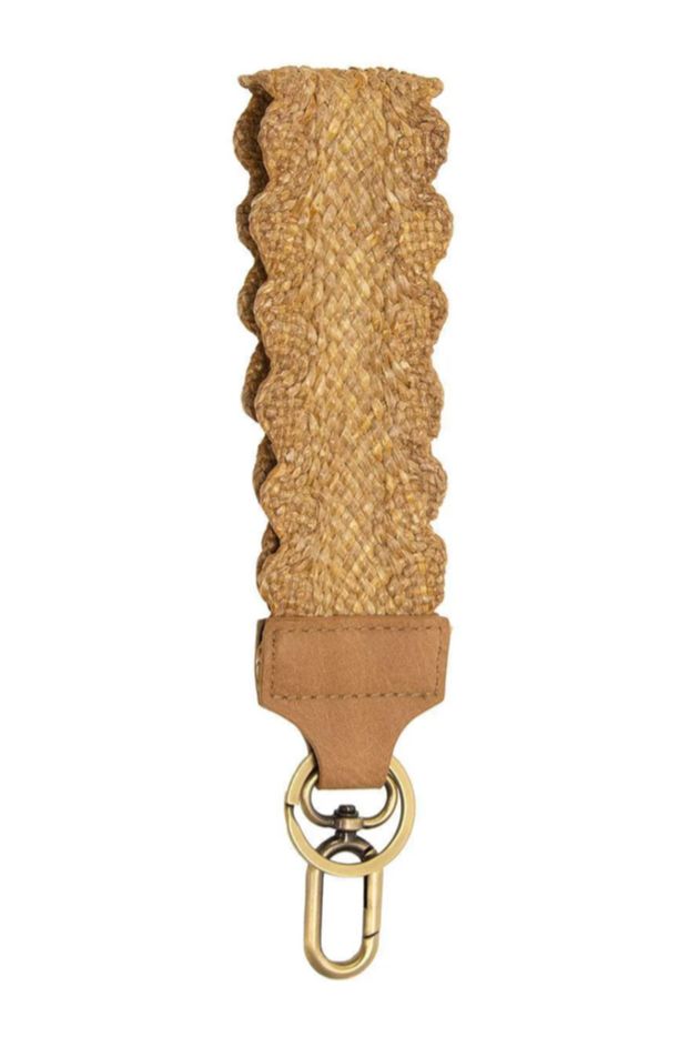 Scalloped Straw Easy Find Wristlet Keychain | Natural