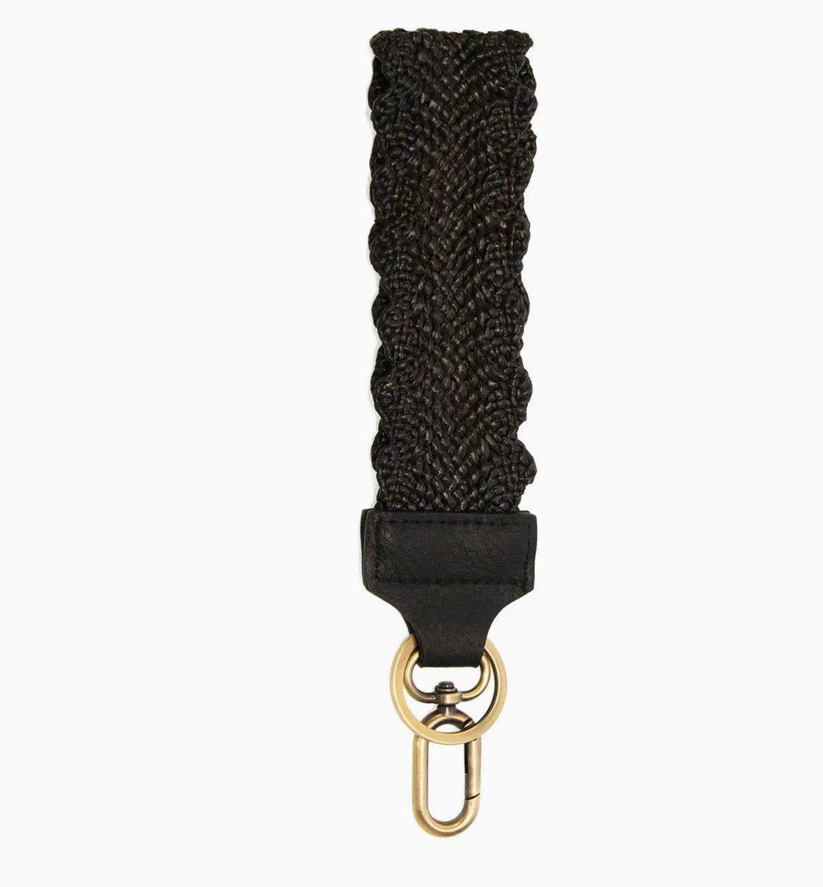 Scalloped Straw Easy Find Wristlet Keychain | Black