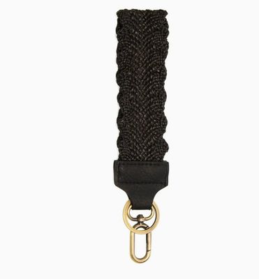 Scalloped Straw Easy Find Wristlet Keychain | Black