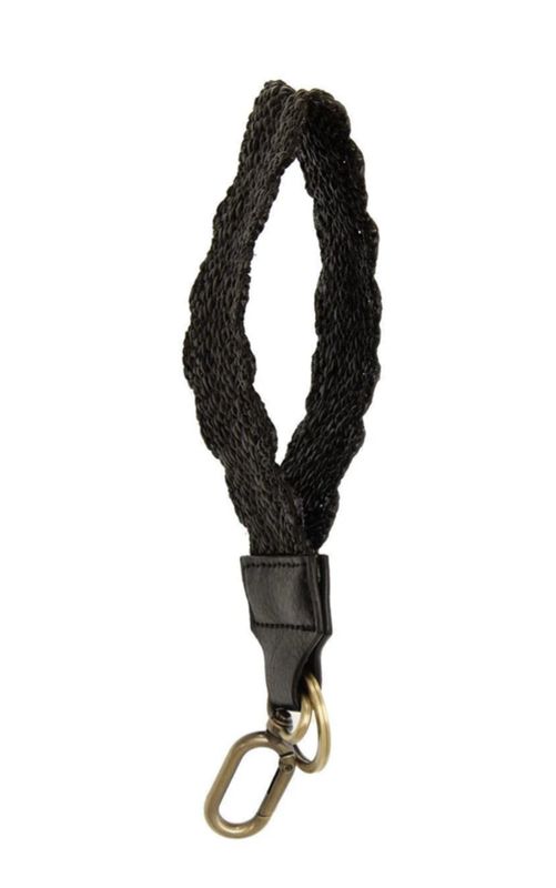 Scalloped Straw Easy Find Wristlet Keychain | Black
