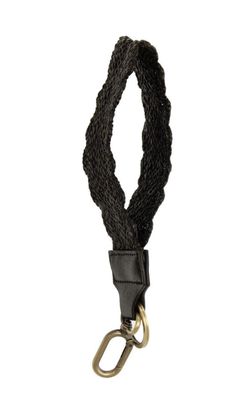 Scalloped Straw Easy Find Wristlet Keychain | Black