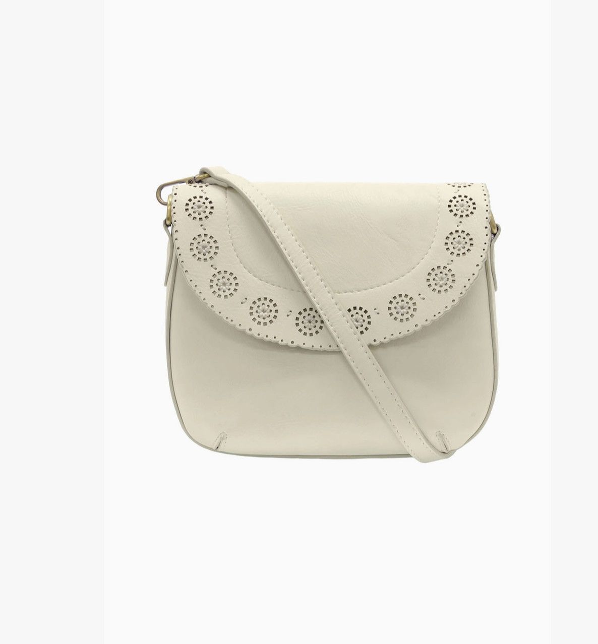 Laser Cut Daisy Flap Crossbody | White