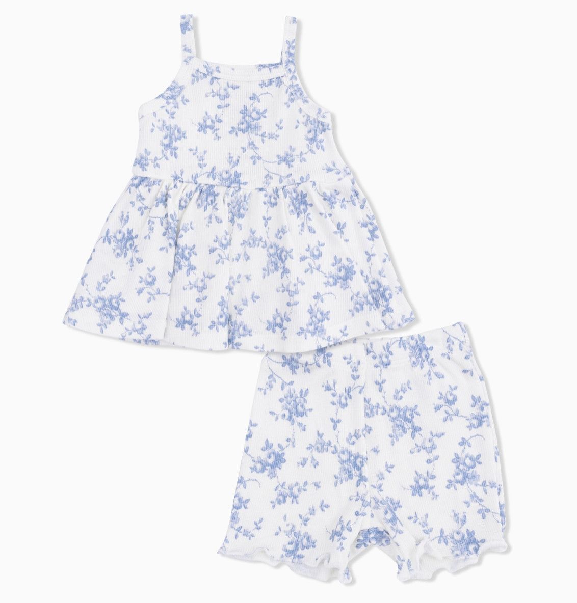 Angel Dear Baby Blue Vines Floral Peplum Tank &amp; Bike Shorts, Size: 3-6m