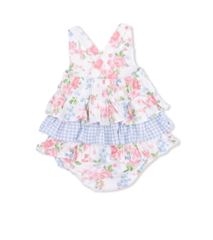 Angel Dear Cute Little Roses Ruffle Sunsuit