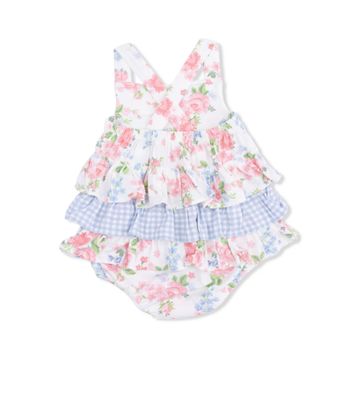Angel Dear Cute Little Roses Ruffle Sunsuit