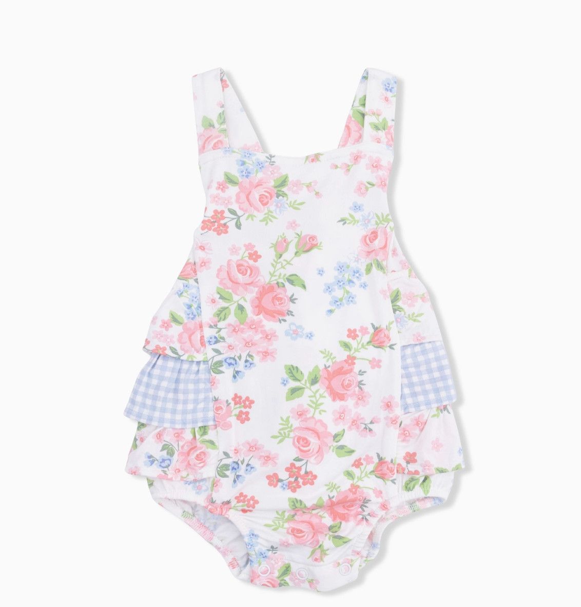 Angel Dear Cute Little Roses Ruffle Sunsuit, Size: 3-6M