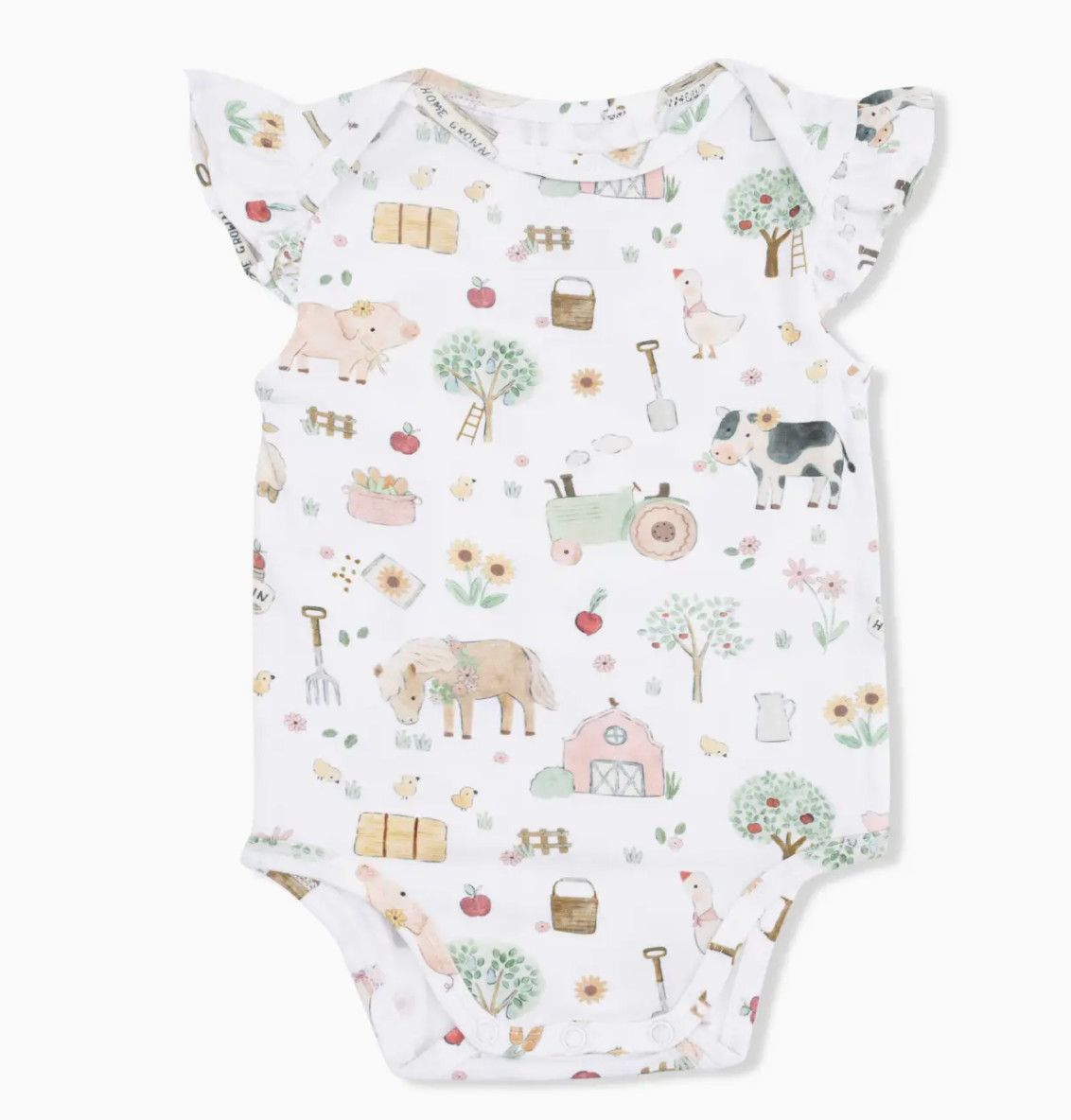 Angel Dear Cute Farm Animals Pink Ruffle Bodysuit, Size: 3-6M