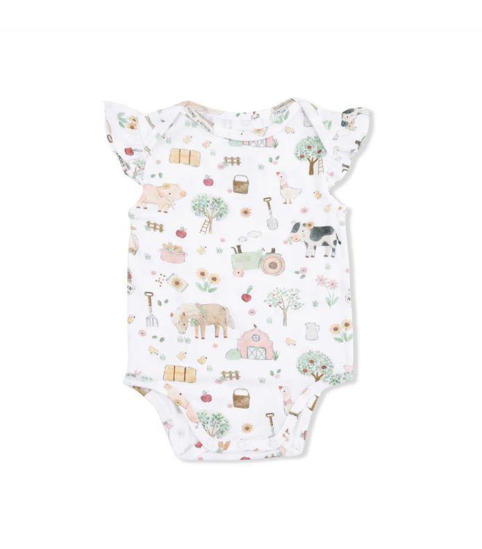 Angel Dear Cute Farm Animals Pink Ruffle Bodysuit